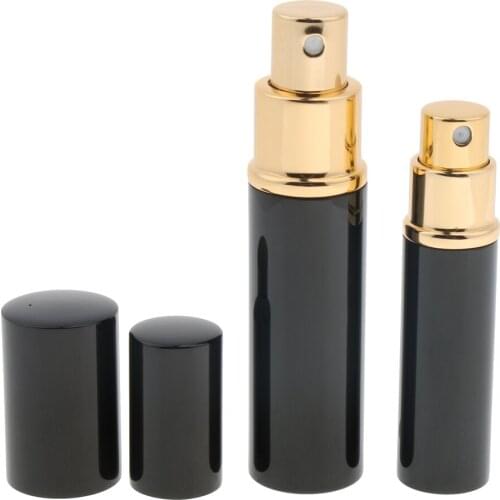 2Pcs 5ml & 10ml Portable Mini Travel Perfume Bottle Sample Vials Liquid Scent Aftershave Sprayer for Air Trip Pocket, Leakproof