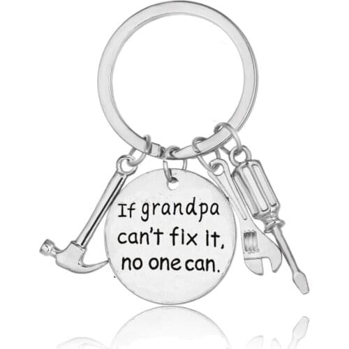 Hot If Grandpa Can't Fix It No One Can Keychain Family Love Granddad Grandfather Key Chain Ring Gifts Metal Tools Charms Keyring