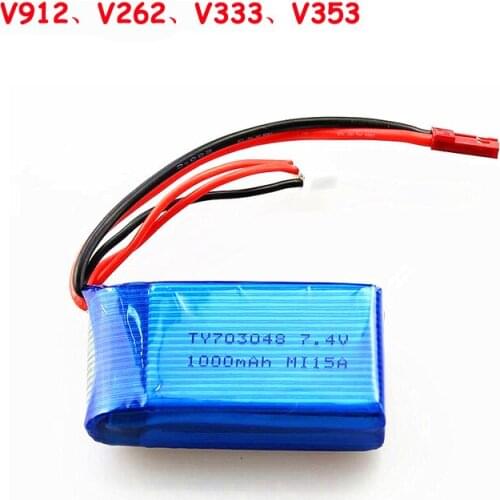 WLToys V912 V262 V333 V353 7.4V 1000mAh Lithium Battery For 4Ch Control RC Helicopter Lipo Battery Spare Parts
