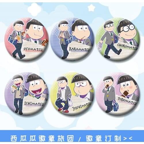 58mm Osomatsu San Matsuno Choromatsu Ichimatsu Jyushimatsu Six Brothers Metal Badges Brooch