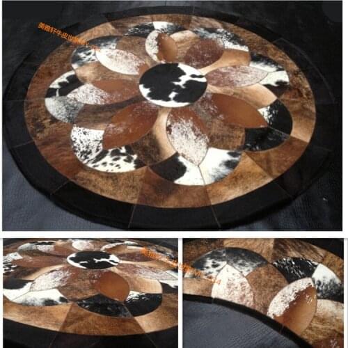 Fashionable art carpet 100% natural genuine cowhide leather baby play mat