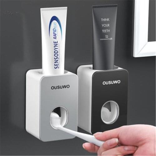 Wall-Mounted Toothpaste Squeezer Dust-Proof Automatic Toothpaste Dispenser Punching Free Toothbrush Holder Bathroom Accessories
