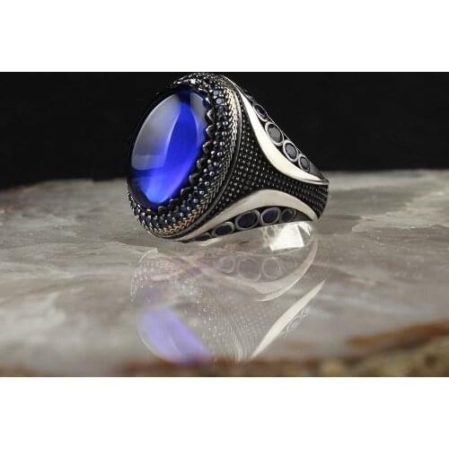 Real Sterling Silver Ring with Natural Zircon or Onyx or Turquoise Gemstone Silver Women Ring Silver Men Ring Gifts for Men