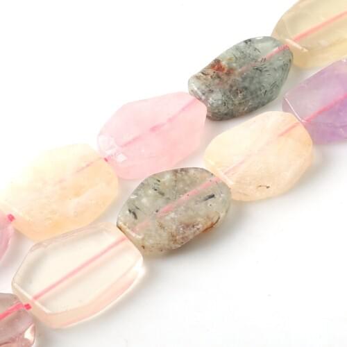 Natural Flat Rectangle Crystal Stone Loose Beads 10*20 mm irregular Stone For Jewelry Making DIY Necklace Bracelet Wholesale