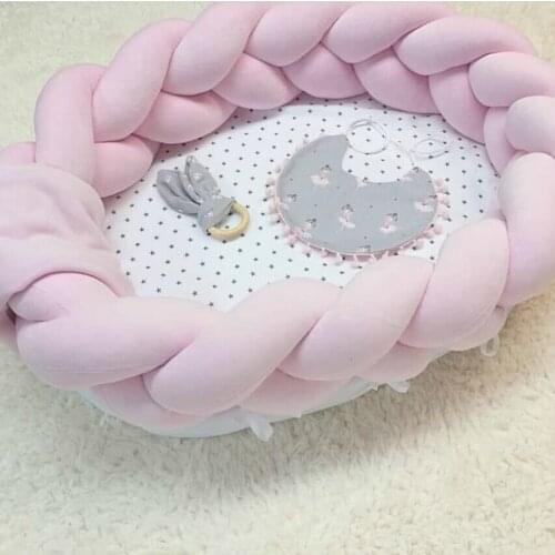 Braided Oval Baby Nest Stereo Protection Baby Cradle Folding Infant Portable Bed Spandex Super Soft Round Baby Cribs Newborn Bed