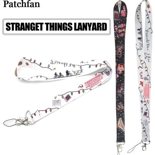 Patchfan Stranger things vintage art cool men lanyards keys in mobile phone straps necklace card holders webbing ribbons A2256