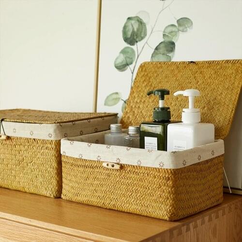 Wicker Basket Panier Osier Storage Boxes Cesta Mimbre Candies Container Desktop Office Sundries Liner Clothing Organizer