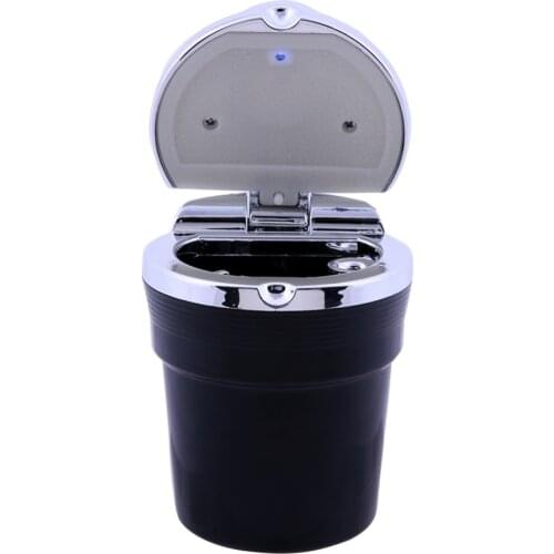 Portable Auto Car Truck Black Ashtray Blue LED Light Car Travel Cigarette Smoke Ash Holder Ashtray Car Interiors Frame Set