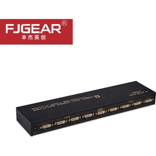8 Port DVI Splitter 1X8 Dual Link DVI-D Up to 1920x1440 DVI Video Splitter Support 3D 1080P with Power Supply
