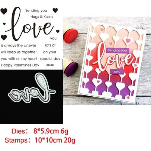 Love Heart Shape Stamp and Dies 2021 Transparent Clear Silicone Stamp Cutting Die Set for DIY Scrapbooking Photo Decorative