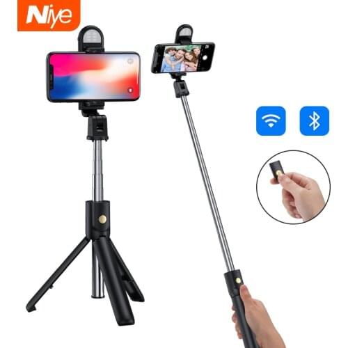 Bluetooth Selfie Stick Tripod Remote Control Tripods Selfie Stand Adjustable Phone Selfies Holder for Photo Live Video Record