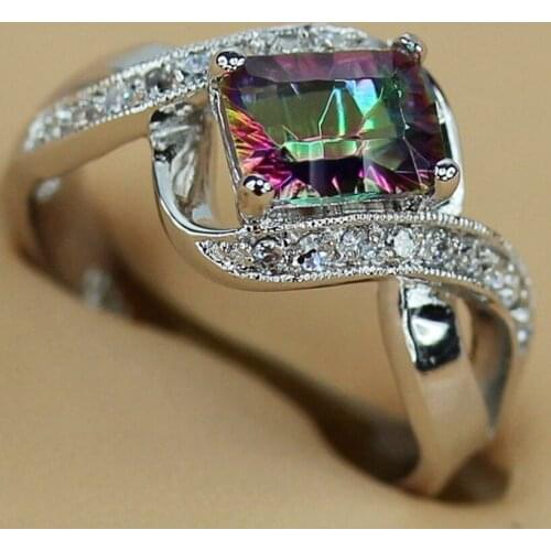 SHUNXUNZE luxury Rave reviews Engagement Wedding rings for women dropshipping Rainbow Cubic Zirconia Rhodium Plated R788 size 7