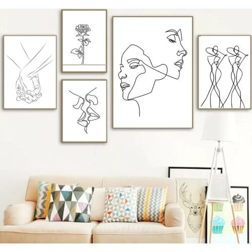Nordic Minimalist Figures Line Art Sexy Woman Body Nude Wall Canvas Paintings Drawing Posters Prints Decoration for Livingroom