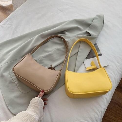Retro Tote Bag Simple Elegant Women Small Shoulder Bag Pure Color Casual Sling Handbag Soft Leather Female Small Subaxillary Bag