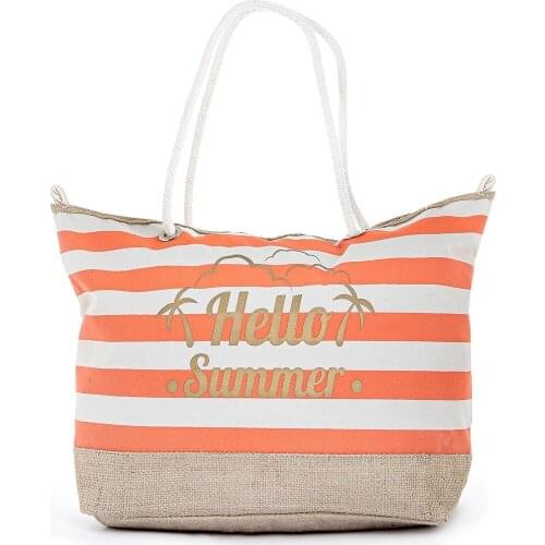 Womens Beach Bag Orange Hand Bag (With Zipper)