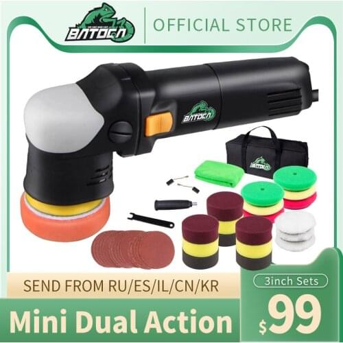 BATOCA Mini Dual Action Car Polisher Machine 3Inch DA Car Polishing Machine 600W Random Orbital Auto Detailing Buffing Tools