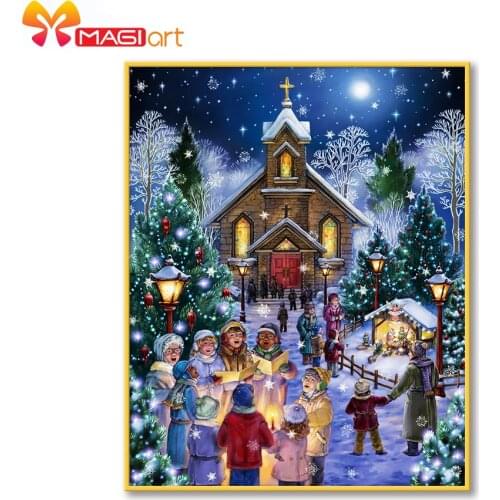Cross stitch kits Embroidery needlework sets 11CT water soluble canvas patterns 14CT Full Merry Christmas Town NCMC128