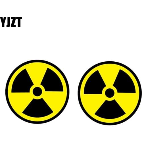 YJZT 8.2CM*8.2CM 2X Car Styling RADIATION SYMBOL Personality Reflective Car Sticker C1-7553