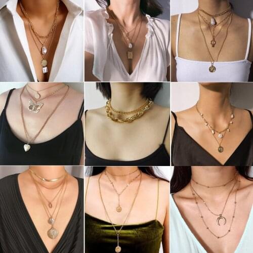 Bohemian Fashion Shell Necklaces & Pendants for 2021 Vintage Multilayer Choker Necklace Women Collier Femme Collares Jewelry