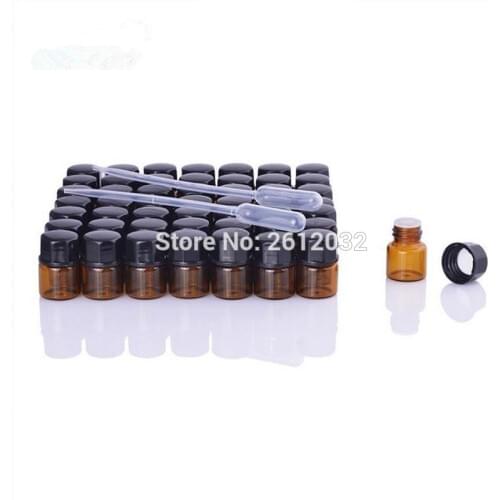 1ml,2ml,3ml Amber Glass Essential Oils Bottle With Black And White Lid Brown Glass Vials Perfume Container Refillable F2017302
