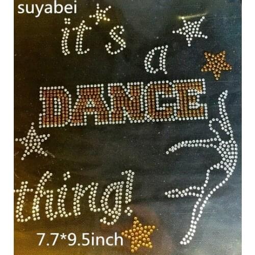 2pc/lot Dance girl appliques iron on applique patches hot fix rhinestone transfer motifs transfer on design for shirt dress coat