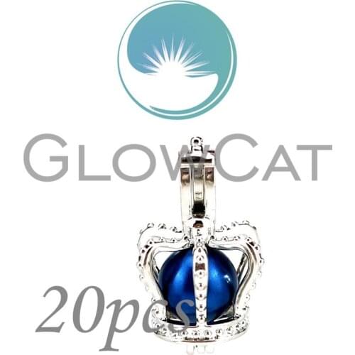 20x Silver Crown Beads Cage Perfume Diffuser Aroma Oyster Pearl Cage Locket Pendant KK927