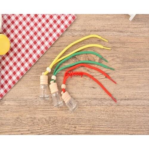 300pcs/lot 8ml Car Accessories Glass Perfume Bottle Refillable Empty Automatic Volatilization Hang Strap Bottle Pendant FXS04
