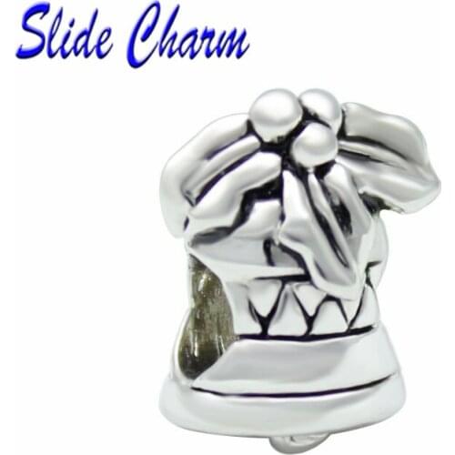 5mm straight hole fashion jewelry DIY charm European style Christmas beads, leaves and bells Fit Pandora Bracelet Necklace