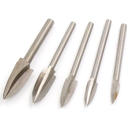 5PCS/Set Wood Carving Tools Accessory Replacement Steel Engraving Drill Bit Carving Root Tools