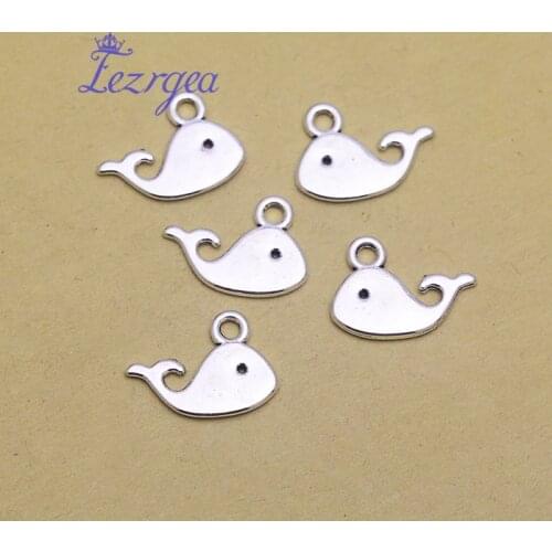 50pcs/lot--16x11mm, Whale cham,Antique silver plated Little whale charms,DIY supplies,Jewelry accessories