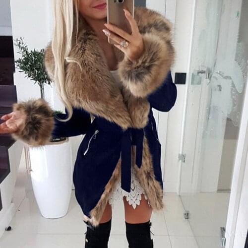 5XL Women Coats Plus Size Warm Jackets Winter Faux Fur Fashion Solid Color Long Sleeve Parkas Turn-down Neck Woman Jacket New