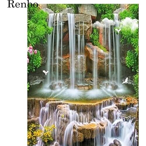 DIY 5D Diamond Painting Waterfall scenery Diamond Mosaic Embroidery Flower Picture Cross stitch Full Drill Square Decoration