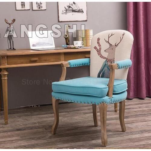 American Single Leisure Chair European Solid Wood Used Dining Chair Dining Chair Bedroom Computer Chair Cafe Chair