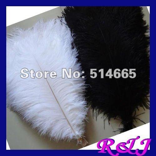 EMS Free shipping Cheap ostrich feather 200pcs 18-20 inches 45-50cm white/black Ostrich plumage ostrich plume