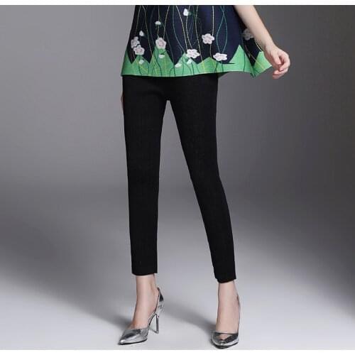 Miyake pleated casual pencil pants slimming legs high waist pants female elastic waist pants