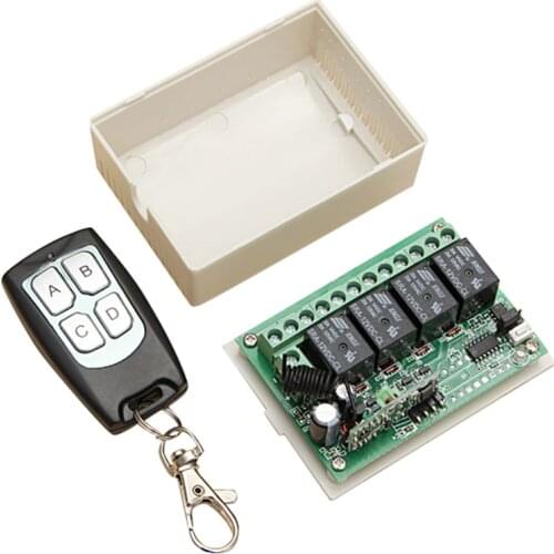 DC 12V 4 Channel RF 200M Wireless Remote Control Switch Transmitter + Receiver