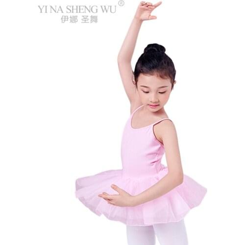 Children Ballet Dance Clothing Sling Dance Practice Clothes Girls Ballet Tutu Fluffy Skirt Pink Children Dance Competition Dress