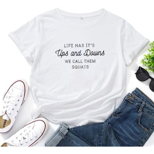 LIFE HAS ITS Womens T Shirt Tops Fashion Casual Letter Personality Graphic Tees Women Short Sleeve Tshirts Women Cotton