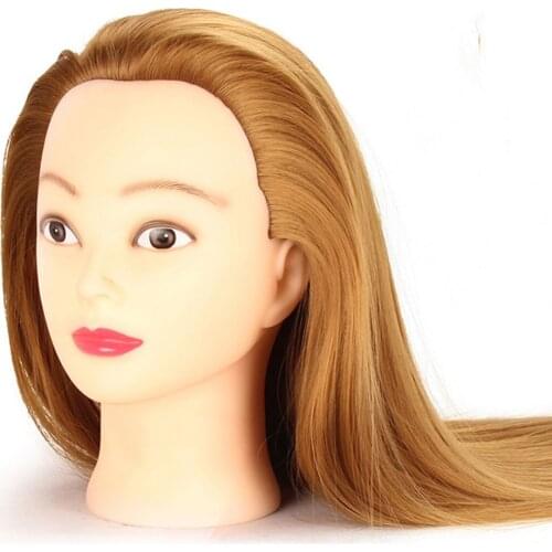 60cm Beauty Salon Mannequin Head With Brown Blonde Hair Hairdressing Practice Head Training Wig Long Hair
