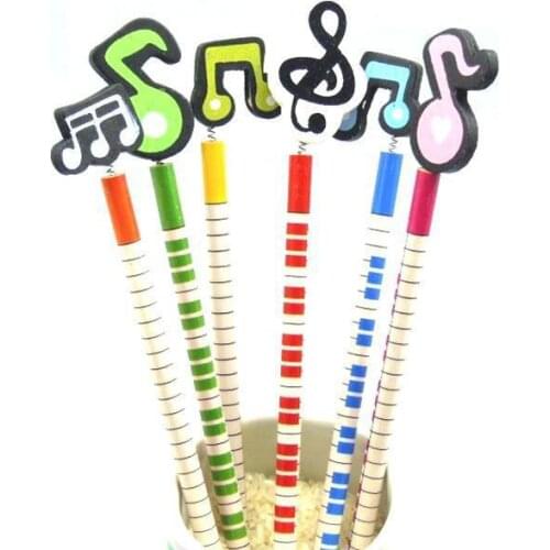 6PCS/lot Kawaii Musical Series Wooden Pencil Office & School Stationery For Drawing Painting And Christmas New Year Gifts
