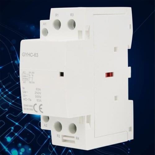 2P AC Contactor 63A 220V 50Hz Mini Household AC Contactor 2NO 2NC DIN Rail Mounting Electrical Equipment