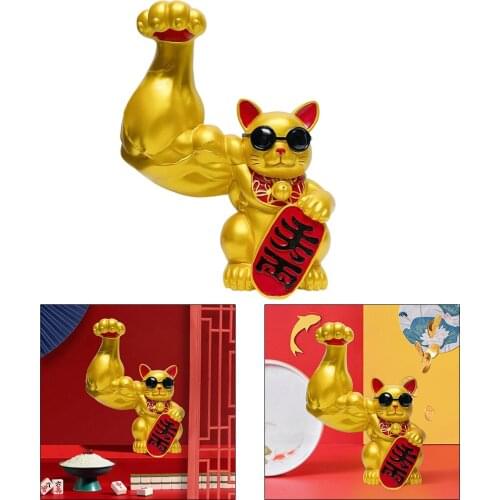 Lucky Fortune Cat Japanese Lucky Cat with Arm Happy New Year Housewarming Gifts