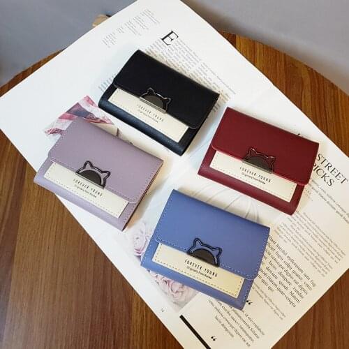PU Leather Trifold Small Wallet Lightweight Compact Snap Closure Credit Card Holder with ID Window for Travel Shopping