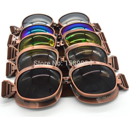 Copper Goggles Motorcycle Vintage Pilot Cruiser Steampunk ATV Bike Motorcross UV Protection Goggle Eyewear 5 Colors