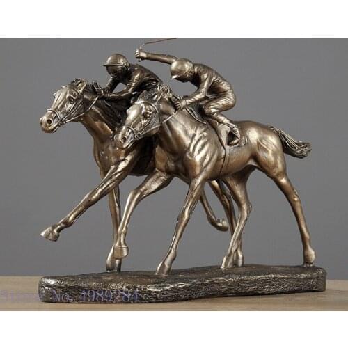 Metal Crafts Ornaments Gold Race Equestrian Horse Riding Figure Sculpture Figures Copper Simulation Animal Home Accessories