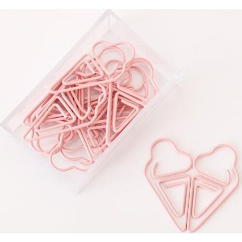 15 pcs cute pink ice cream shape paper clips bookmarks memo notes handbook decoration photo message paper clips