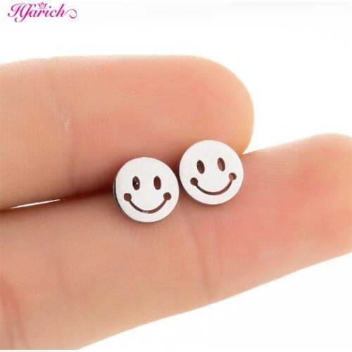 Trendy Unisex Smiling Face Earrings for Men Women Stainless Steel Smile Statement Ear Piercing Punk Jewelry Lovely Earings Arete