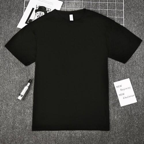 USA Mens Black round neck short sleeve cotton t shirt Homme sanding gym fitness no ball no deform permeability European top