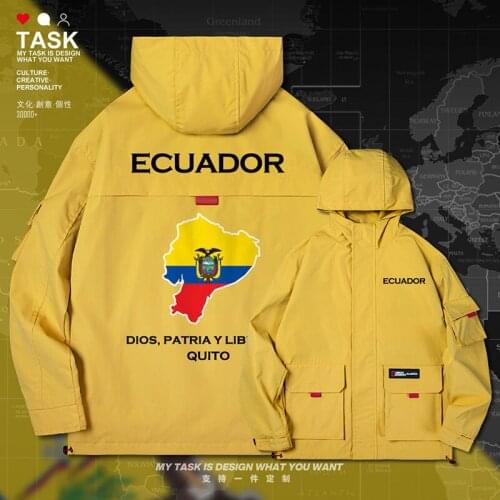 Republic of Ecuador Ecuadorian ECU men jacket hooded map nation flag new casual mens trench coat men coat top autumn clothes