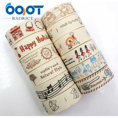 OOOT BAORJCT 182083 20 mm 10 yards Cartoon cloth Ribbons Thermal transfer Printed Wedding Accessories DIY handmade mate